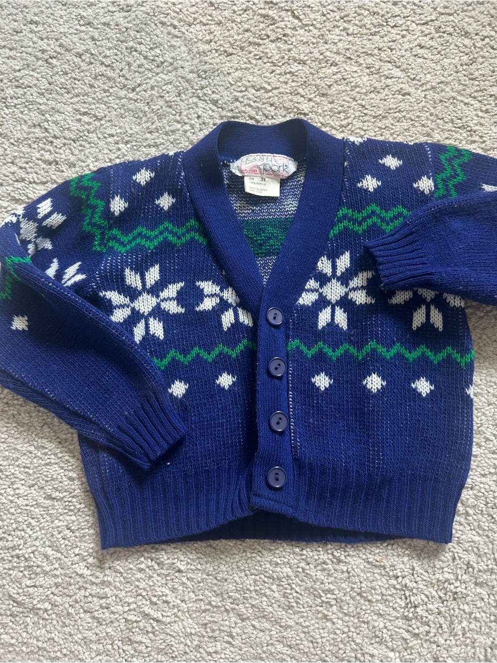 Youth Park vintage Royal Blue Fair Isle Button Cardigan